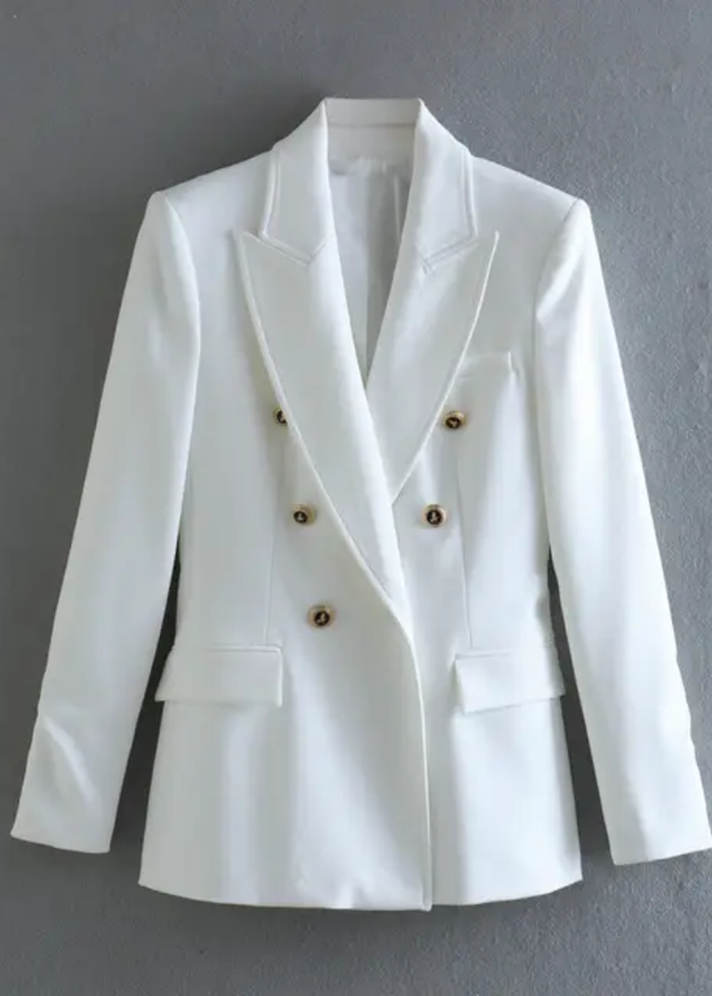 Solid Double-Breasted Long Sleeve Elegant Casual Blazer for Women