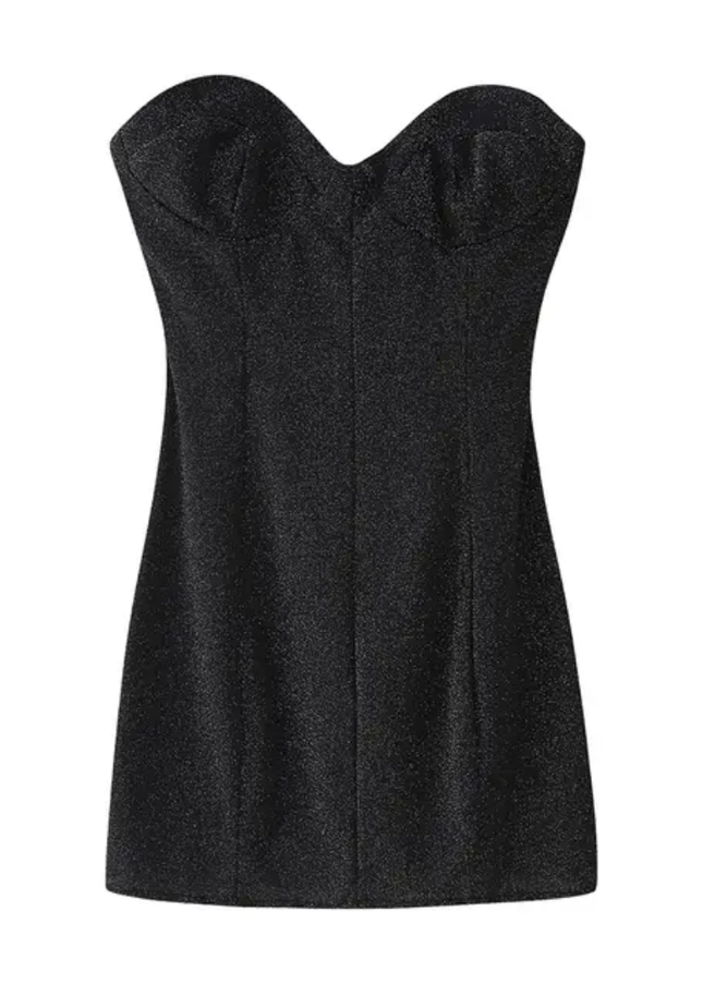 2-Color Strapless Lace-Up Red Sleeveless Casual Mini Dress for Women