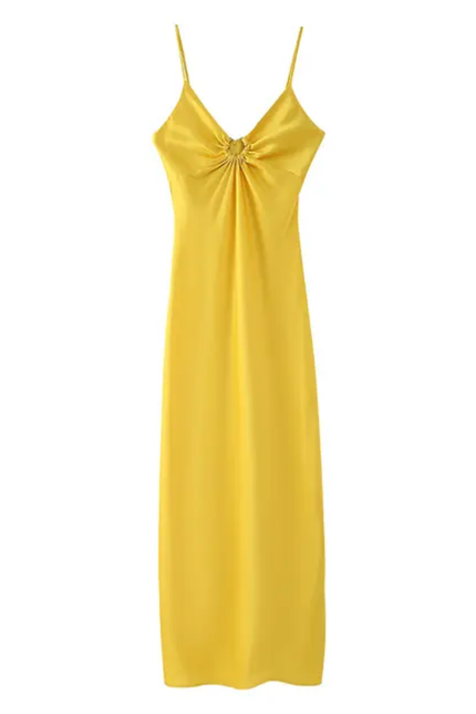 Spaghetti Strap Pleated Maxi Slip Dress for Women