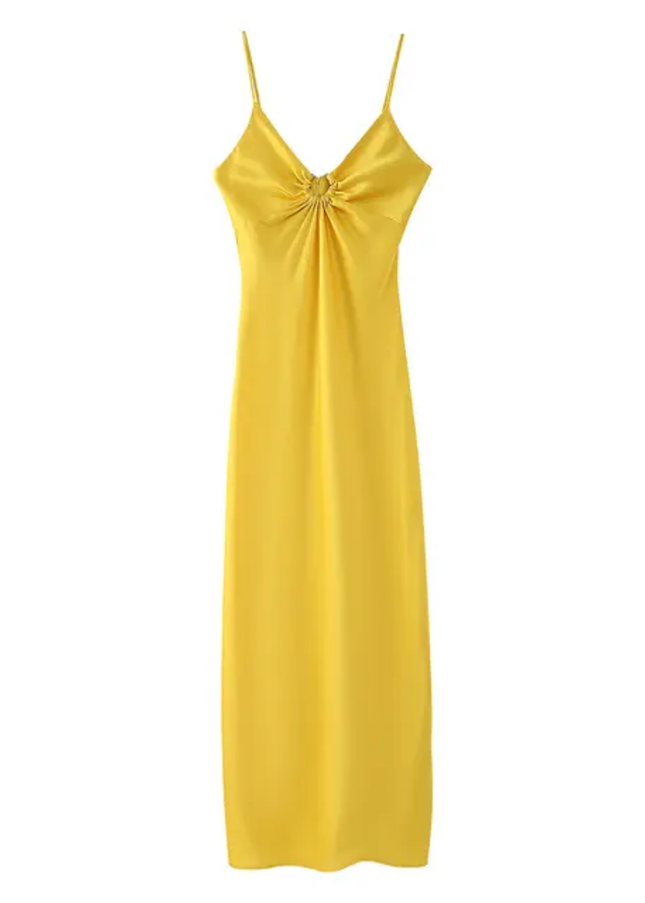 Spaghetti Strap Pleated Maxi Slip Dress for Women