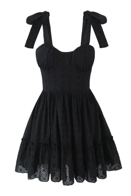 Embroidered Cotton Strap Mini Dress for Women