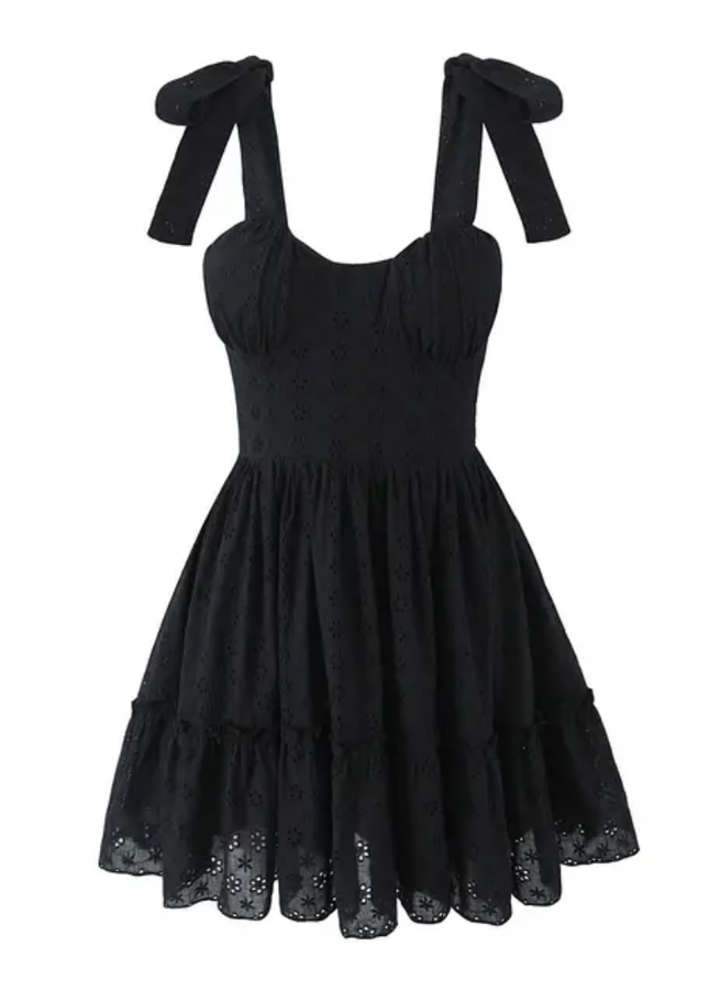 Embroidered Cotton Strap Mini Dress for Women