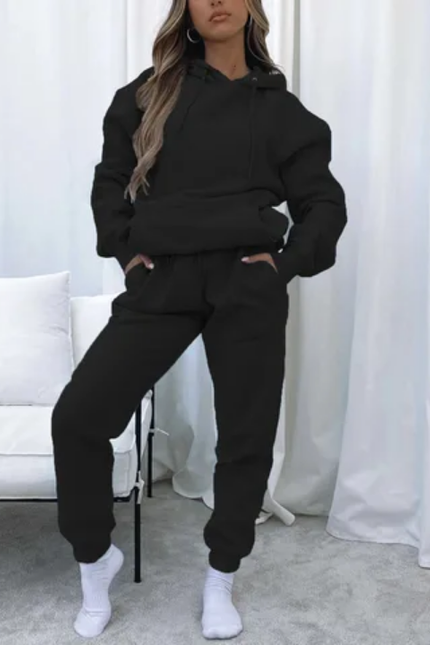 Custom Letter Print Hoodie & Jogger Two-Piece Set