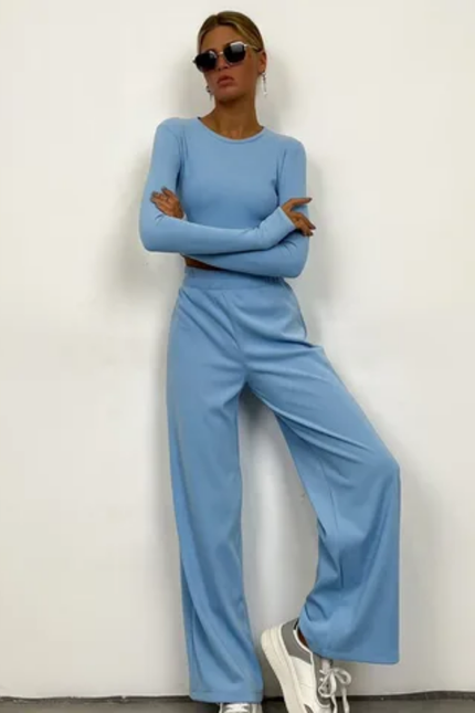 Chic Women's Knit Wide-Leg Lounge Set