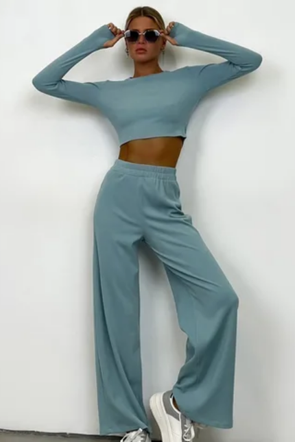 Chic Women's Knit Wide-Leg Lounge Set