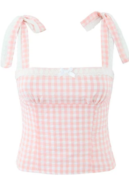Plaid Print Strap Tank – Women's Casual Top