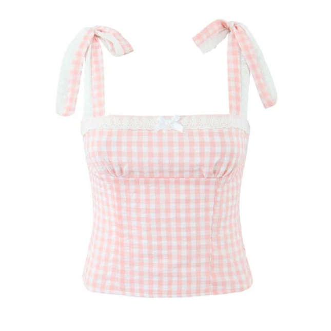 Plaid Print Strap Tank – Women's Casual Top