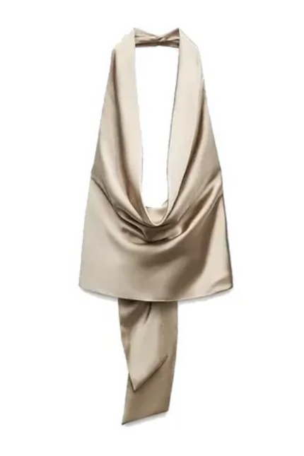 Silky Halter Tank – Back Bow Tie & Hollow Out"