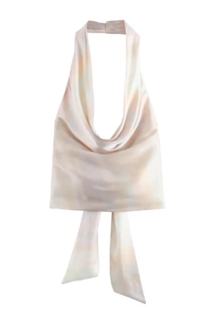 Silky Halter Tank – Back Bow Tie & Hollow Out"