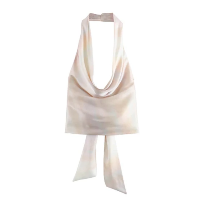 Silky Halter Tank – Back Bow Tie & Hollow Out"