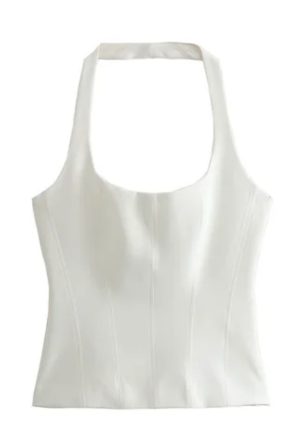 Back Cutout Halter Tank – Solid Color Casual Top