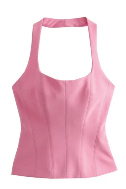 Back Cutout Halter Tank – Solid Color Casual Top