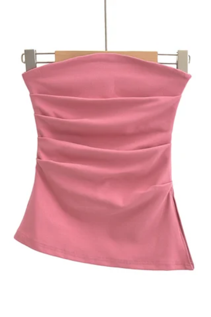 Women's Strapless Pleated Crop Top