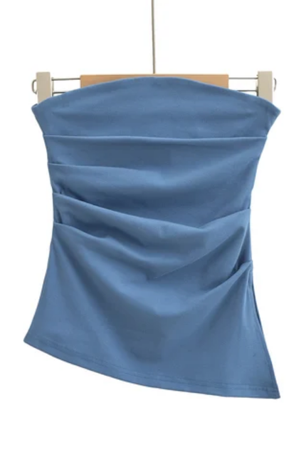 Women's Strapless Pleated Crop Top