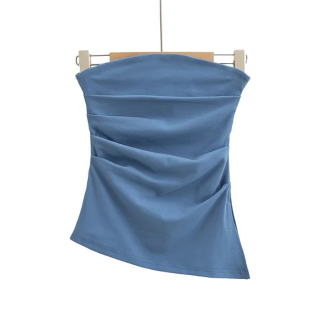 Women's Strapless Pleated Crop Top