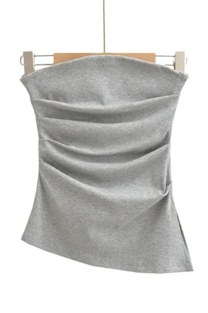 Women's Strapless Pleated Crop Top