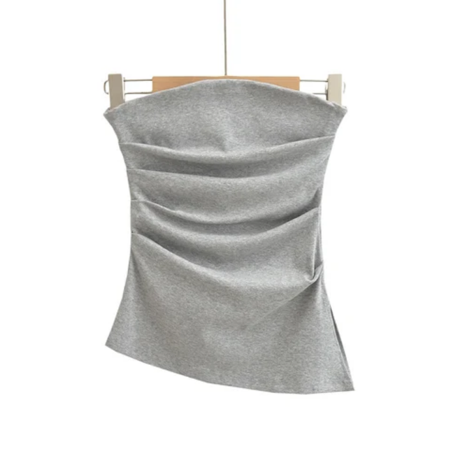 Women's Strapless Pleated Crop Top