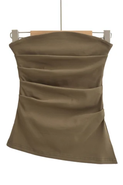 Women's Strapless Pleated Crop Top