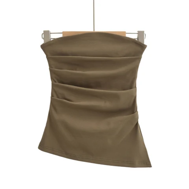 Women's Strapless Pleated Crop Top