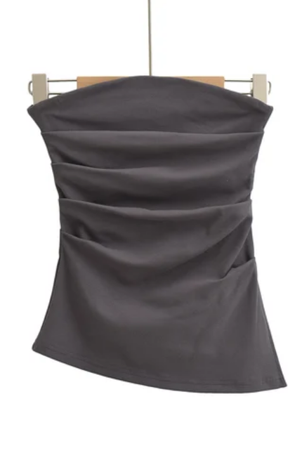 Women's Strapless Pleated Crop Top