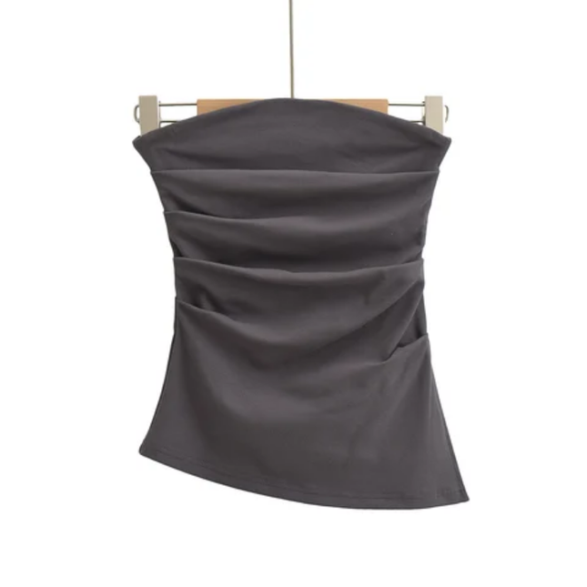 Women's Strapless Pleated Crop Top