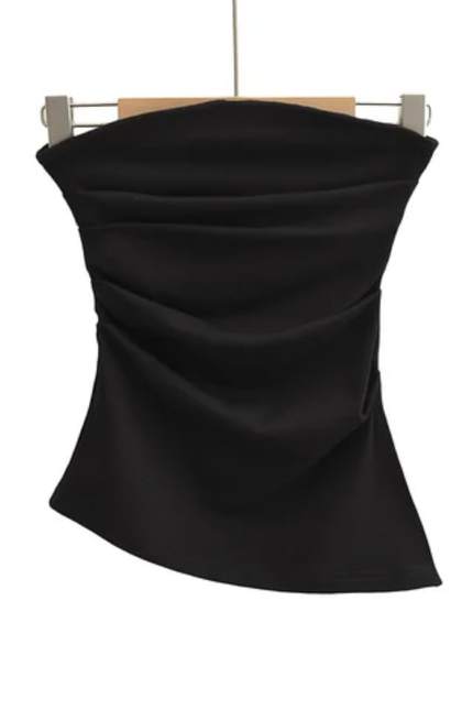 Women's Strapless Pleated Crop Top