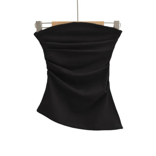 Women's Strapless Pleated Crop Top