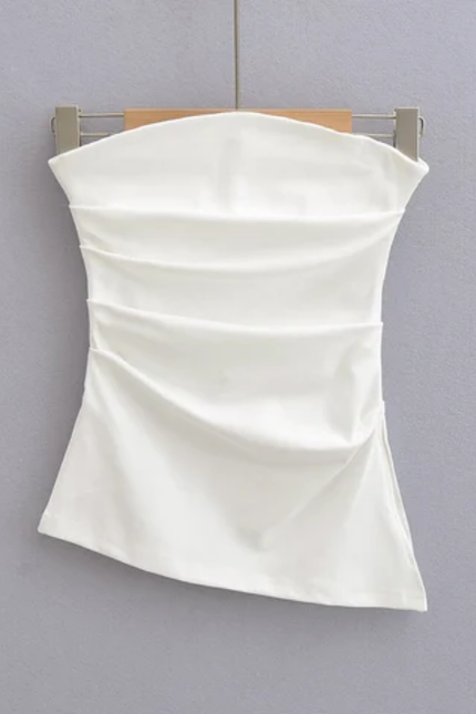 Women's Strapless Pleated Crop Top
