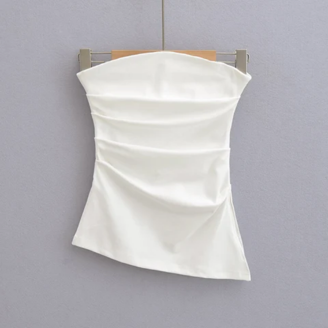 Women's Strapless Pleated Crop Top