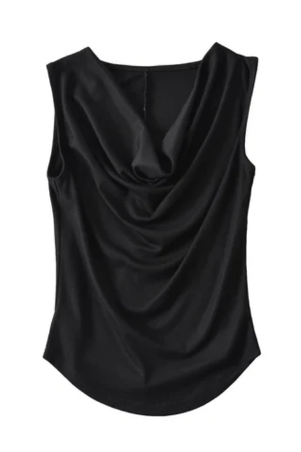 Women's Drop Collar Pleated Tank Top