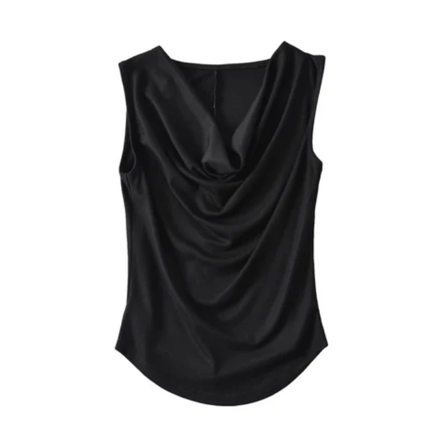 Women's Drop Collar Pleated Tank Top