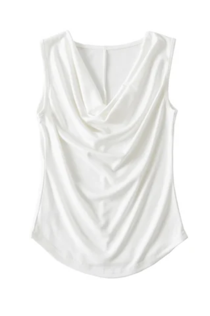 Women's Drop Collar Pleated Tank Top