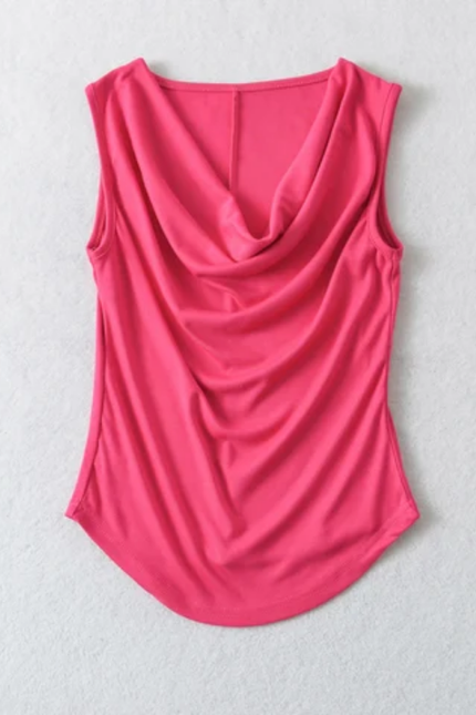 Women's Drop Collar Pleated Tank Top
