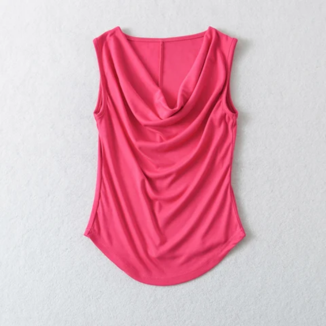 Women's Drop Collar Pleated Tank Top