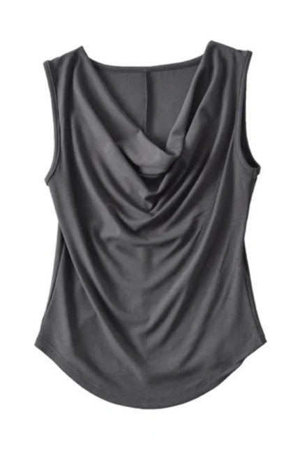 Women's Drop Collar Pleated Tank Top