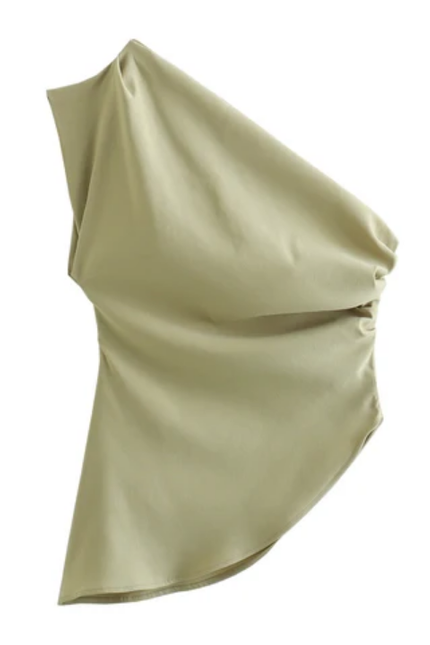 Women's One Shoulder Pleated Tank Top