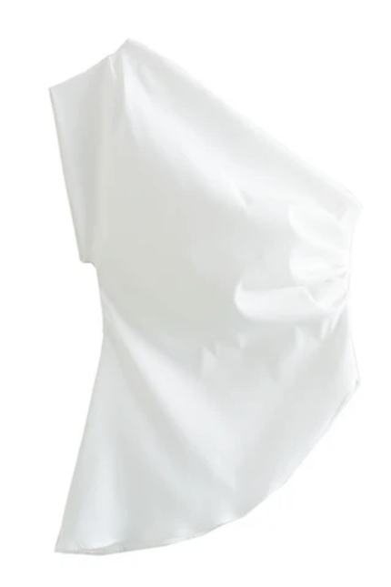 Women's One Shoulder Pleated Tank Top