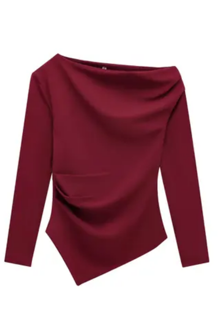 Women's Asymmetrical Long Sleeve Blouse