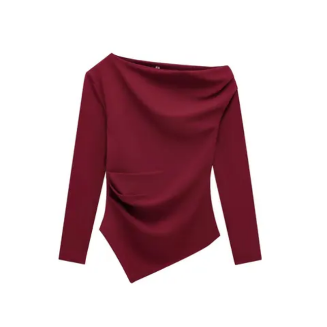 Women's Asymmetrical Long Sleeve Blouse