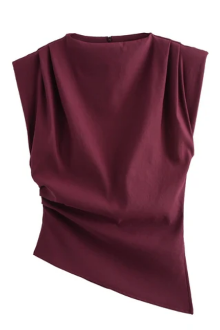 Women's Crew Neck Asymmetrical Sleeveless Top