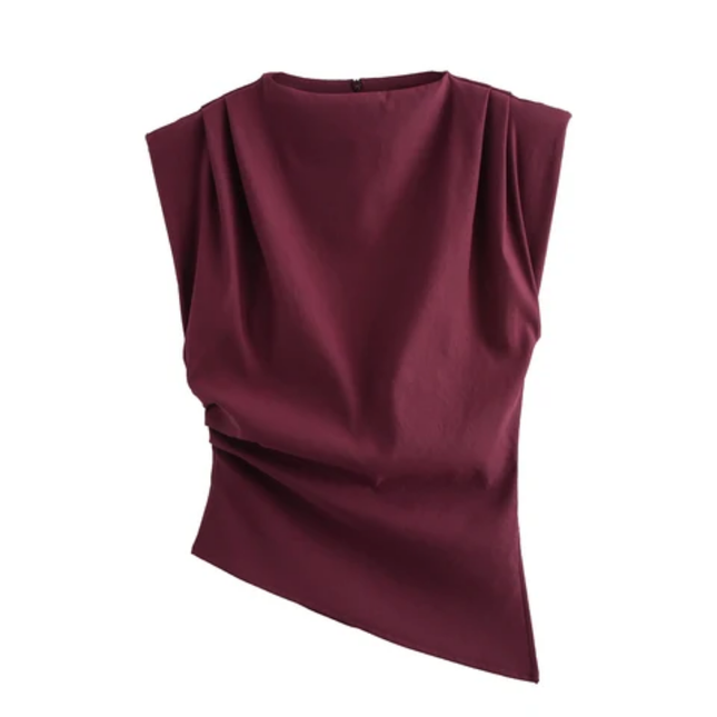 Women's Crew Neck Asymmetrical Sleeveless Top
