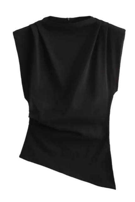 Women's Crew Neck Asymmetrical Sleeveless Top