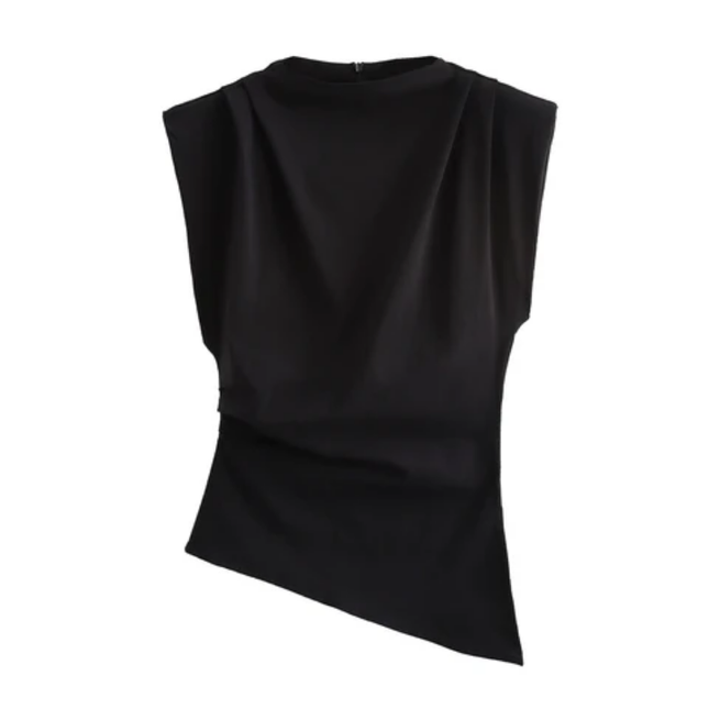 Women's Crew Neck Asymmetrical Sleeveless Top