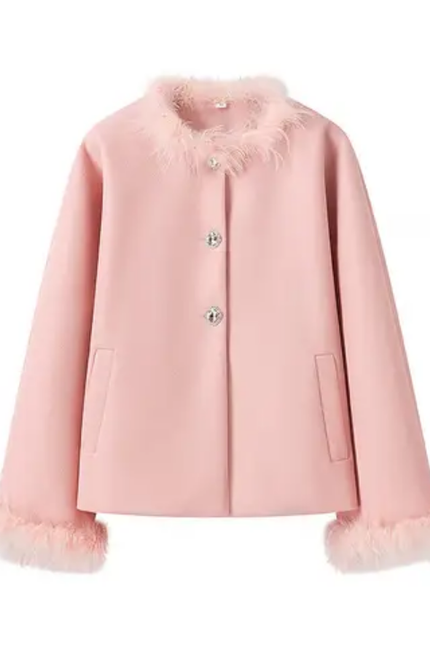Women's Crew Neck Single-Breasted Winter Jacket