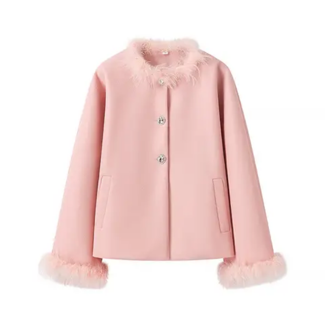 Women's Crew Neck Single-Breasted Winter Jacket
