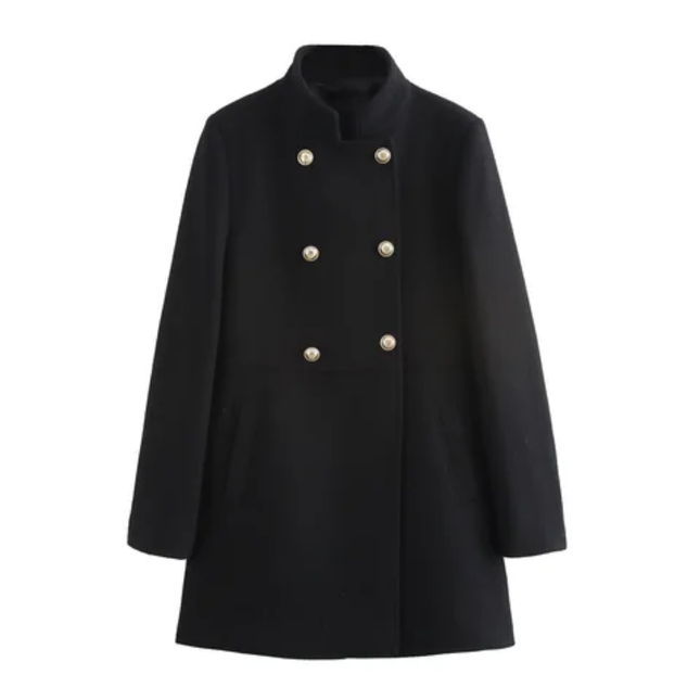 Women's Double-Breasted Stand Collar Winter Coat