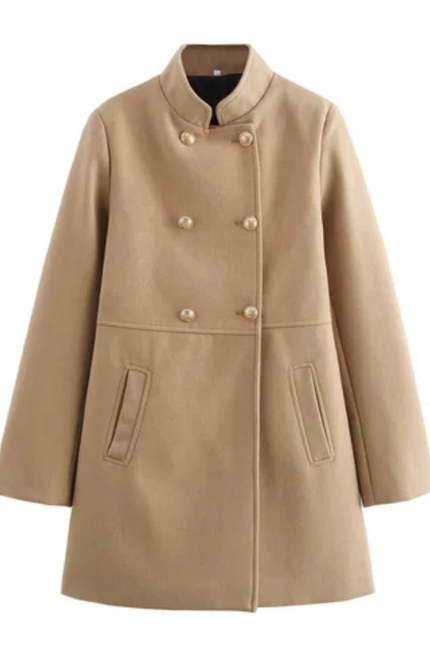 Women's Double-Breasted Stand Collar Winter Coat