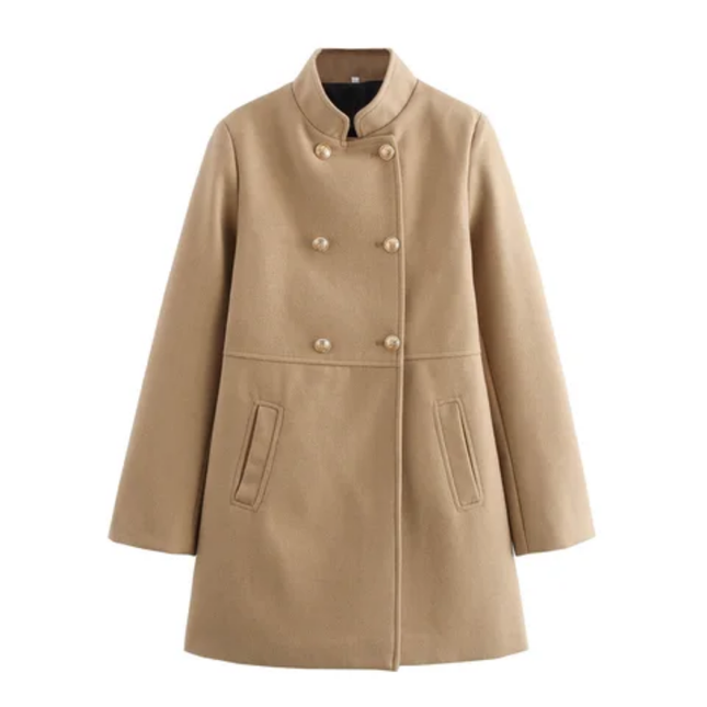 Women's Double-Breasted Stand Collar Winter Coat