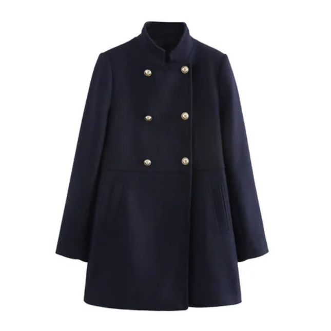 Women's Double-Breasted Stand Collar Winter Coat