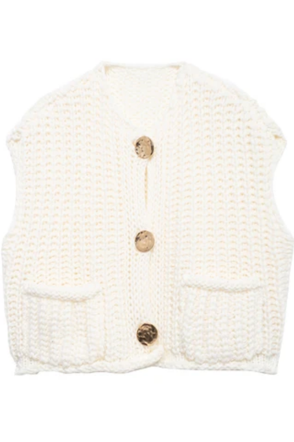 Women's V-Neck Button-Up Sweater Vest